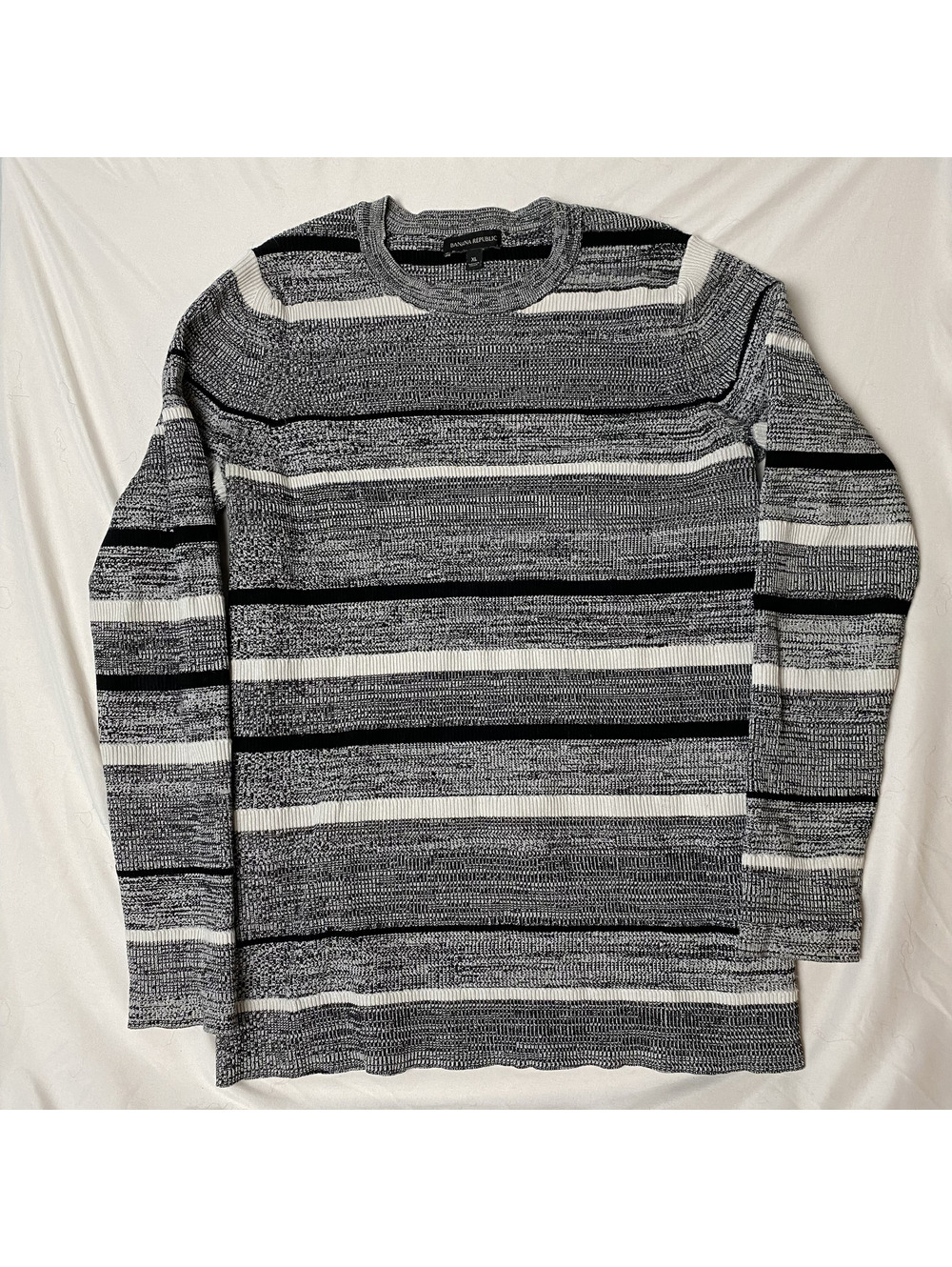 Banana Republic fitted gray striped knit sweater XL